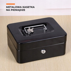 Metalowa kasetka na pieniądze klasyczna czarna 11,5x8,5x5cm