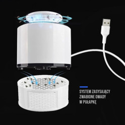 Lampa UV owadobójcza na komary muchy i inne owady USB biała