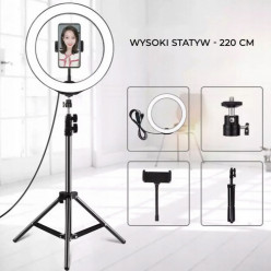 LED kroužek světlo s stativem 220cm USB 80W + dálkové