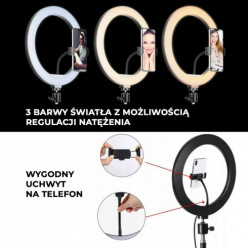 Lampa pierścieniowa LED ze statywem 220cm USB 80W + pilot