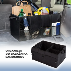 Organizer samochodowy do bagażnika duży czarny 55x38x26 9 kieszeni