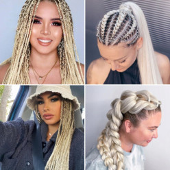 Syntetický výstrih v pletenie vlasov blond 120 cm