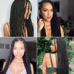 Synthétique clip-in cheveux tresses noir 120 cm