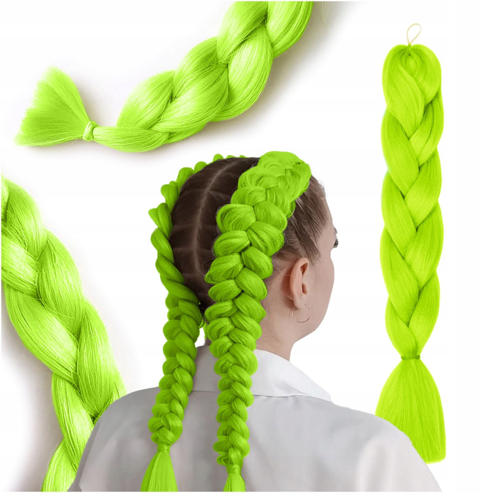 Włosy syntetyczne do warkoczyków doczepiane zielone 120 cm