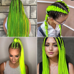 Włosy syntetyczne do warkoczyków doczepiane zielone 120 cm