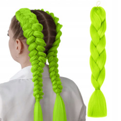 Syntetické sponky v copánky vlasy zelená 120 cm