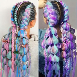 Synthetic clip-in braiding hair multicoloured 120 cm