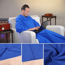 Kuscheldecke mit Ärmeln warm 138x180cm blau