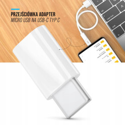 Przejściówka Micro USB na USB C 3.1 adapter nasadka biała