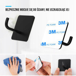 Bathroom towel hook non-invasive square black 1pcs