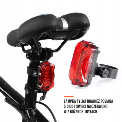 Zestaw lamp rowerowych 5 LED przód tył