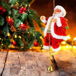 Santa climbing a rope 100 cm with music Christmas decoration