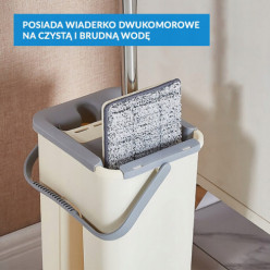 Mop płaski z wiadrem wyciskacz + 2 wkłady