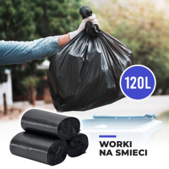 Worki na śmieci 120L czarne 10 rolek