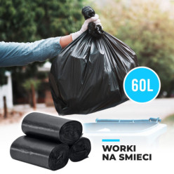 Worki na śmieci 60L czarne 10 rolek