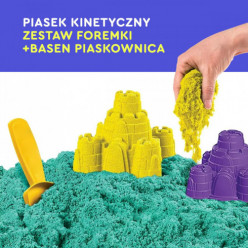 Piasek kinetyczny 3kg piaskownica basen foremki zestaw XXL