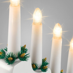 Drevené LED držiak na sviečky biely 7 sviečok 29cm