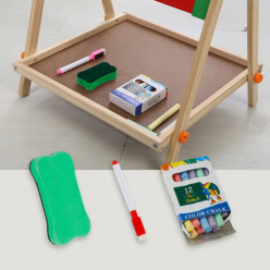 Double-sided wooden rotating magnetic chalkboard + accessories 80 cm