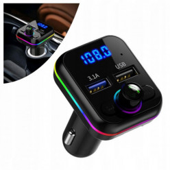 Transmiter bluetooth samochodowy FM 2x USB RGB