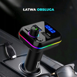 Bluetooth-FM-Transmitter fürs Auto 2x USB RGB