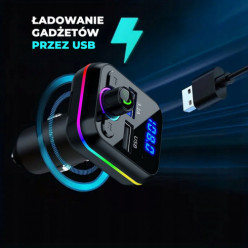 Bluetooth auto FM vysielač 2x USB RGB
