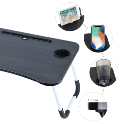 Klappbarer Frühstückstisch fürs Bett Laptoptisch mit Getränkehalter 60x40cm
