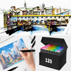 Markery alkoholowe dwustronne zestaw 120 szt + torba