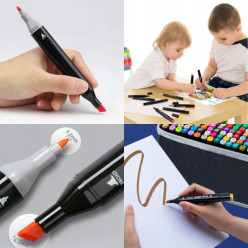 Markery alkoholowe dwustronne zestaw 120 szt + torba