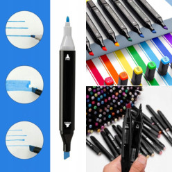 Markery alkoholowe dwustronne zestaw 60 szt + torba