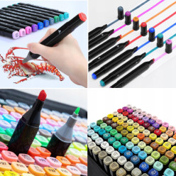 Markery alkoholowe dwustronne zestaw 60 szt + torba