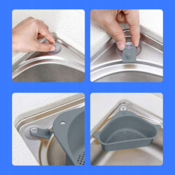 Narożny organizer kuchenny z przyssawką ociekacz i cedzak do zlewu