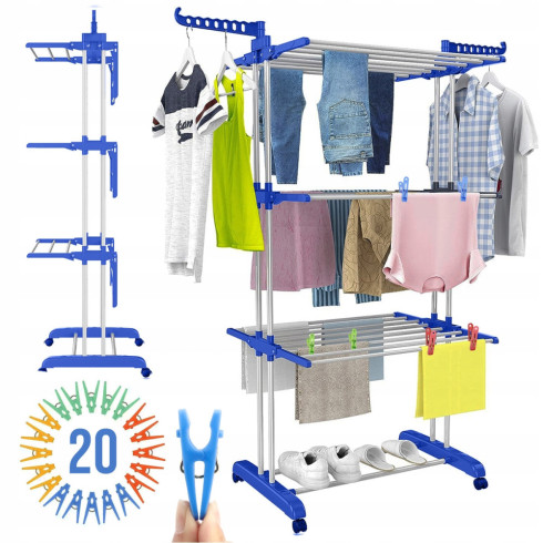 Suszarka na pranie stojąca do ubrań składana XXL + 20 klamerek