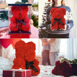 Medvedík vyrobený z červených ruží 25cm 600 ruží