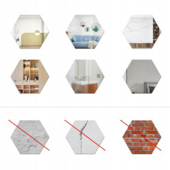Prilepené zrkadlo 12 kusov hex dekoratívne voštinové plásty