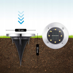 Lampa solarna ogrodowa LED 6szt dyski gruntowe czujnik zmierzchu