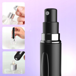 Perfume atomiser dispenser travel bottle black with spray for perfume