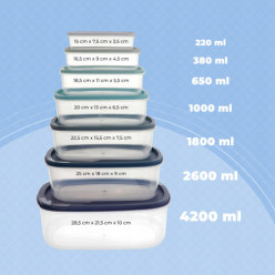 Összecsukható ételtároló szett 7 az 1-ben, 220 ml – 4,2 l, BPA-mentes