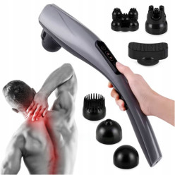 Masażer do ciała pleców bezprzewodowy 6 głowic LCD z funkcją grzania