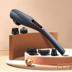 Masażer do ciała pleców bezprzewodowy 6 głowic LCD z funkcją grzania