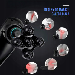 Masażer do ciała pleców bezprzewodowy 6 głowic LCD z funkcją grzania