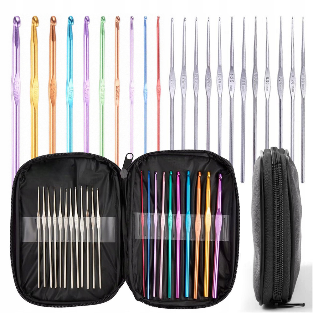 Zestaw do szydełkowania 22 elementy etui