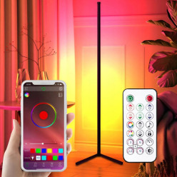 Rohová podlaha stojaca lampa RGB LED app diaľkový hudobný senzor 140 cm