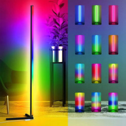 Rohová podlaha stojaca lampa RGB LED app diaľkový hudobný senzor 140 cm