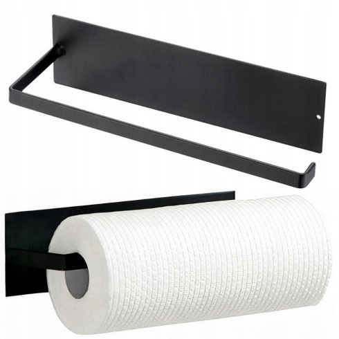 Uchwyt wieszak na ręcznik papierowy kuchenny czarny mat