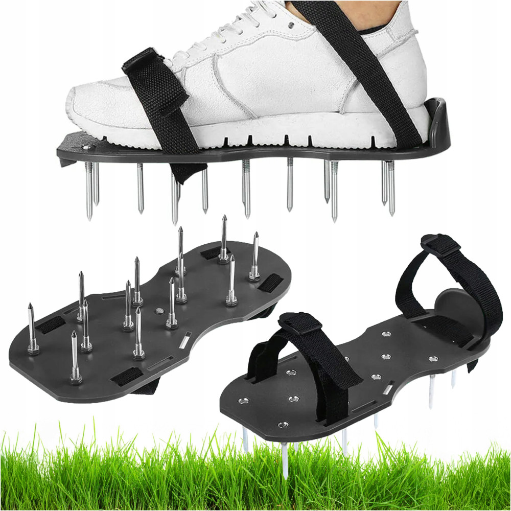 Aerator ogrodowy nakładki na buty z kolcami do trawników 2 paski