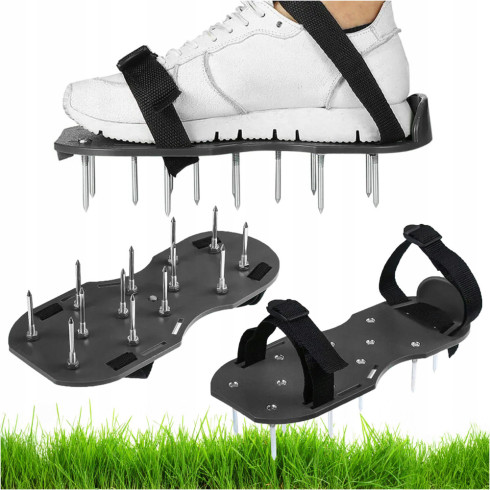 Aerator ogrodowy nakładki na buty z kolcami do trawników 2 paski