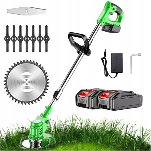 Kosiarka do trawy bezprzewodowa z regulowaną głowicą i drążkiem 12V 2 akumulatory