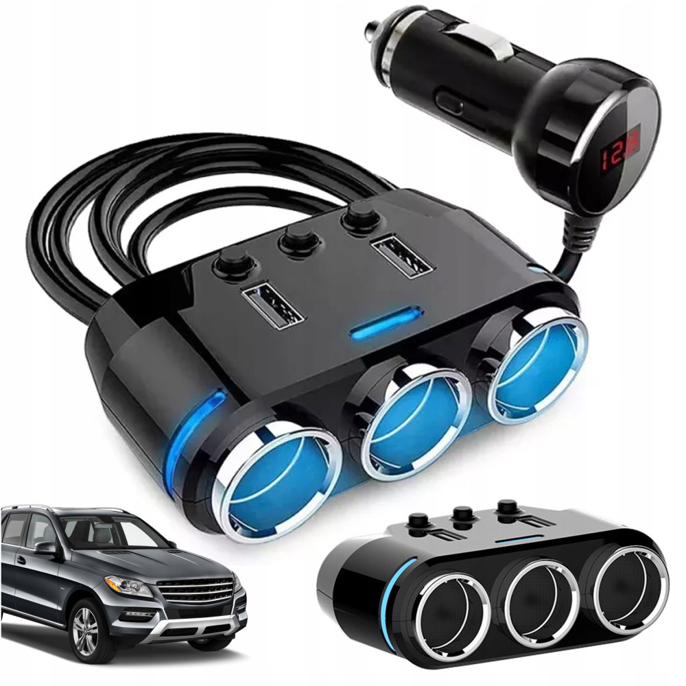 Nabíječka cigaretové zapalovač zásuvka splitter 2x USB