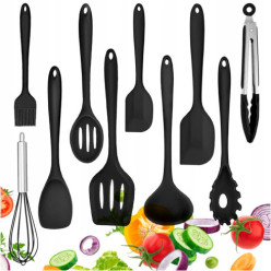 Zestaw przyborów kuchennych silikonowych 10 szt czarne