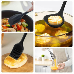 Zestaw przyborów kuchennych silikonowych 10 szt czarne